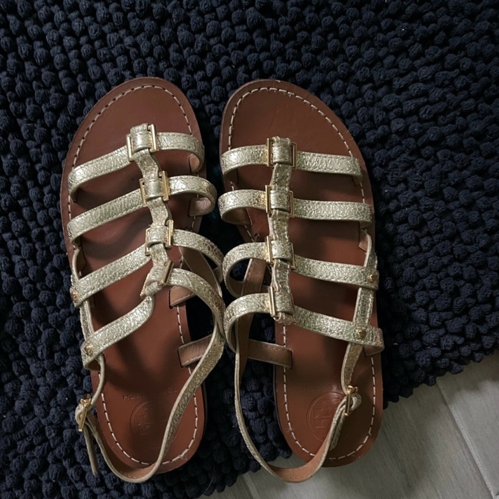 Tory Burch gold Metallic Strappy sandals